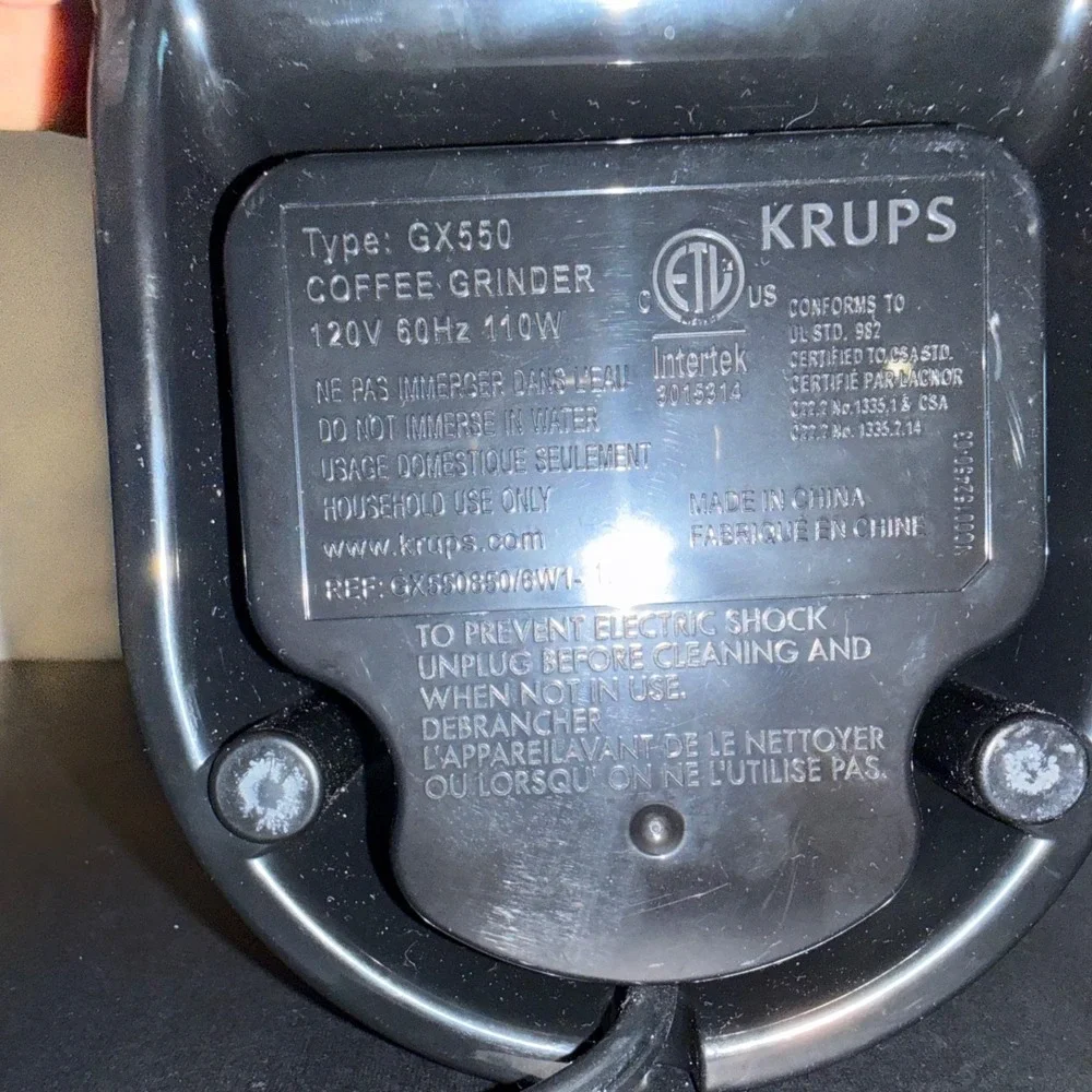 Krups GX5000 Burr Coffee Grinder Motor Base Only OEM Tested Black
